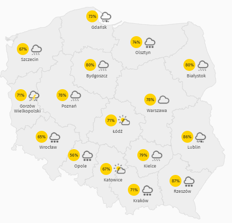 Zachmurzenie we wtorek 6 kwietnia