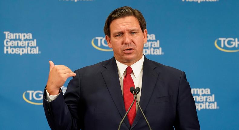 Gov. Ron DeSantis of Florida at a news conference in December at Tampa General Hospital in Tampa, Florida.