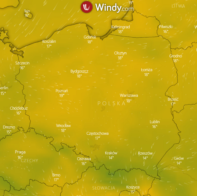 Prognozowana temperatura na niedzielę 29 sierpnia