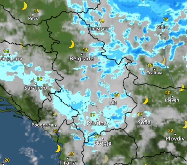 Kretanje nevremena u 5 sati posle ponoći