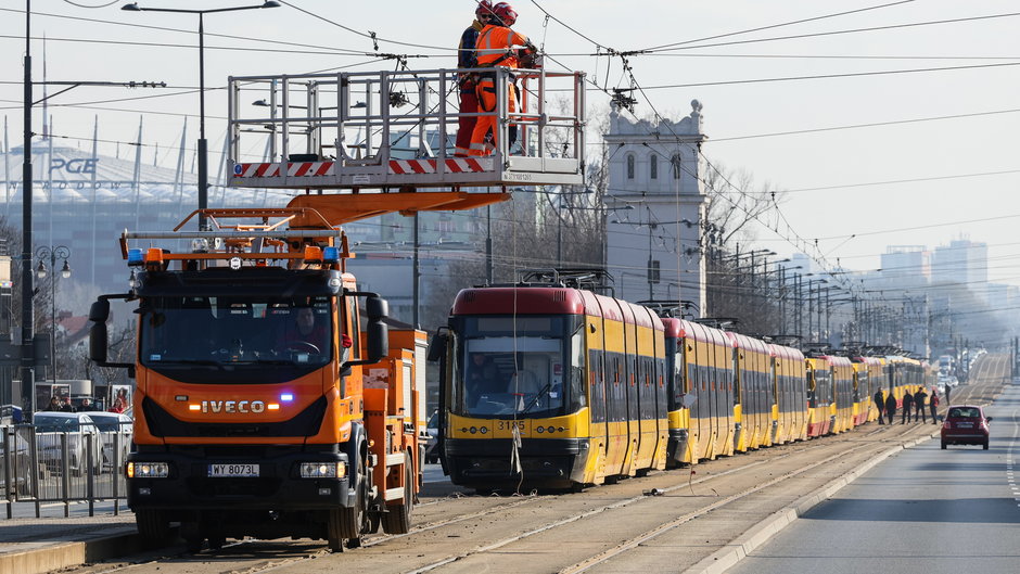 Wstrzymany ruch tramwajowy w Śródmieściu w Warszawie