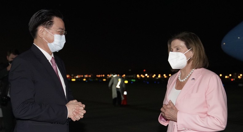 House Speaker Nancy Pelosi and Taiwanese Foreign Minister Joseph Wu.