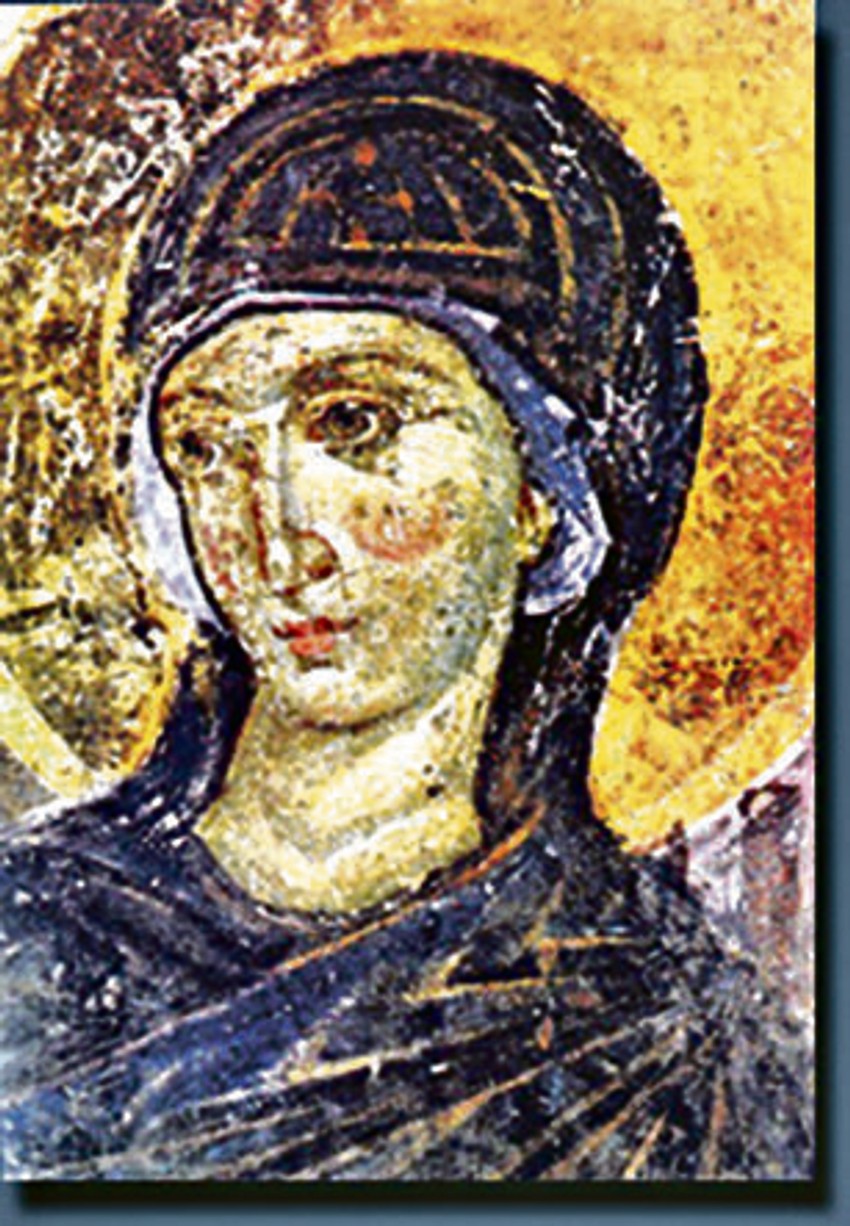 Bogorodičina freska jedna od samo tri u svetu na kojoj Bogorodica u naručju ne drži Isusa Hrista već preslicu