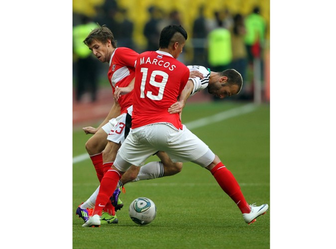 Danijel Ljuboja z Legii Warszawa i Marcos Rojo