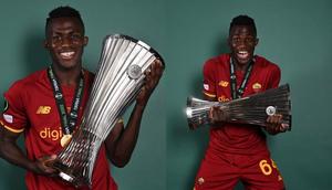 Photos: Ghana’s Afena-Gyan flaunts Europa Conference League trophy