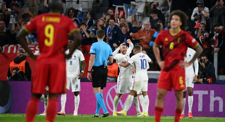 France defender Theo Hernandez scored a dramatic winner in the Nations League semi-final against Belgium Creator: FRANCK FIFE