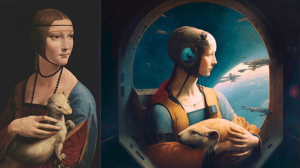 "Kosmiczna Dama" inspirowana słynnym obrazem Leonardo da Vinci pt. "Dama z łasiczką"
