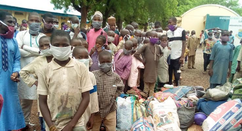 Some almajiris in Nasarawa State waiting to be repratriated to their home states. (Punch)