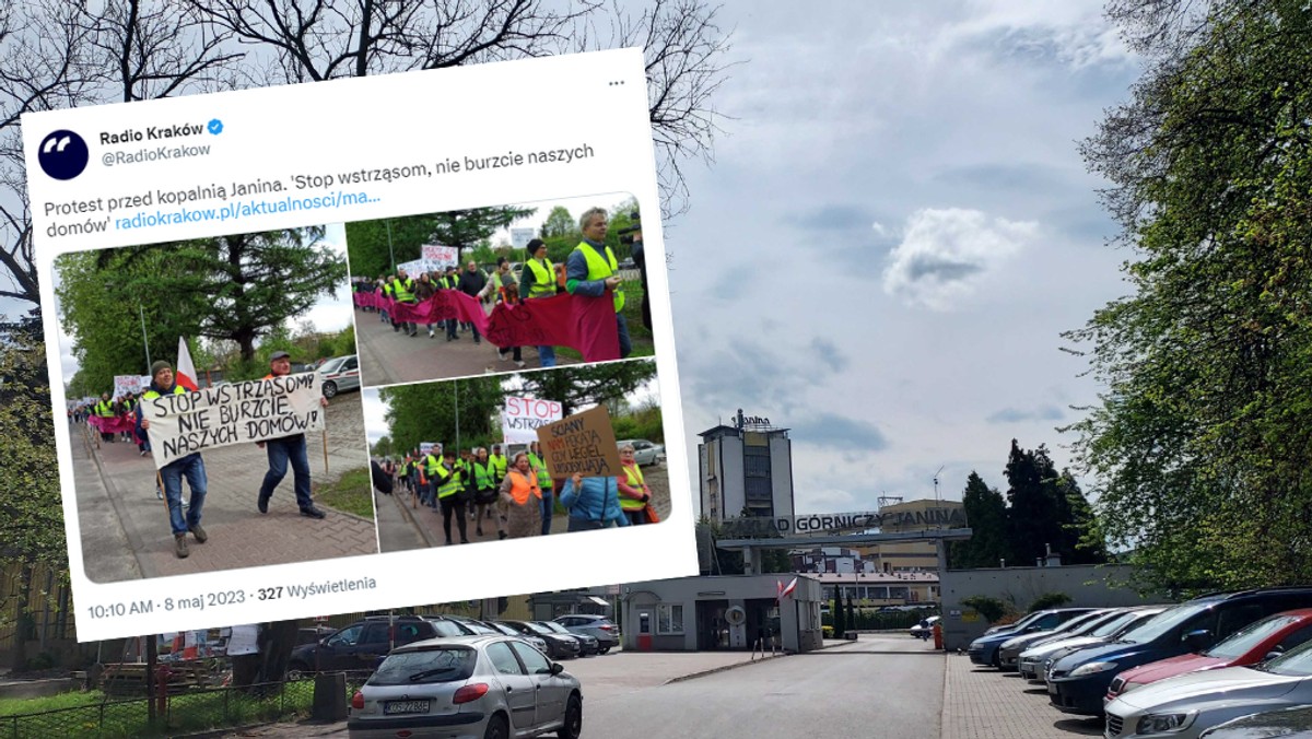 Protest przed kopalnią "Janina" w Libiążu. Poleciały jajka. "Żenujące"