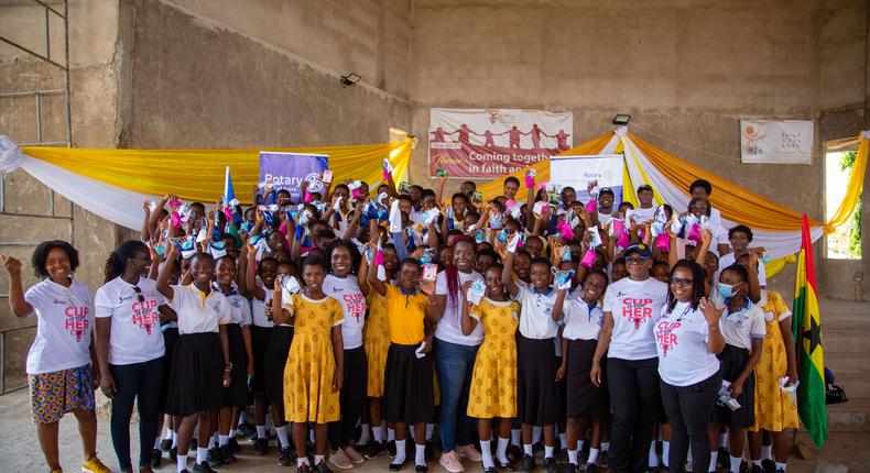 Rotary Club of Accra SpeaksMasters donate menstrual cups to students at Ngleshie Amanfrom