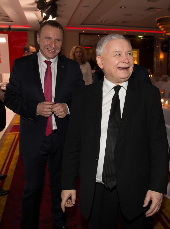 Prezes PiS Jarosław Kaczyński i prezes TVP Jacek Kurski 