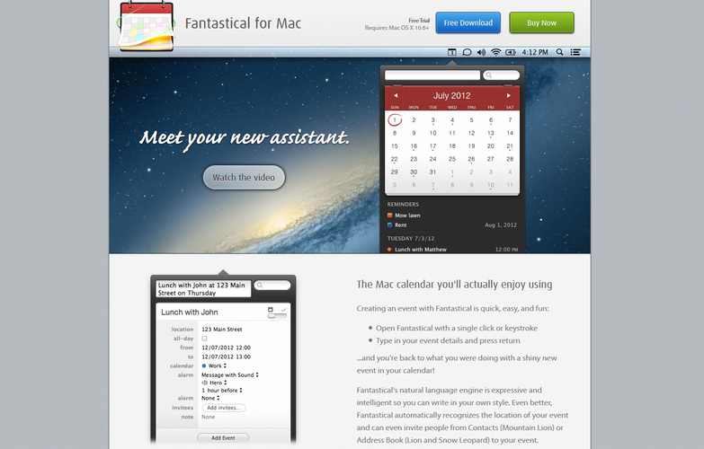 <b>Fantastical</b>
<br><br>
Fantastical to kalendarz, który pokochały miliony użytkowników Mac'a. Aplikacja na iPhone'a również prezentuje się znakomicie - jest prosta, przejrzysta i oferuje obsługę głosową.
