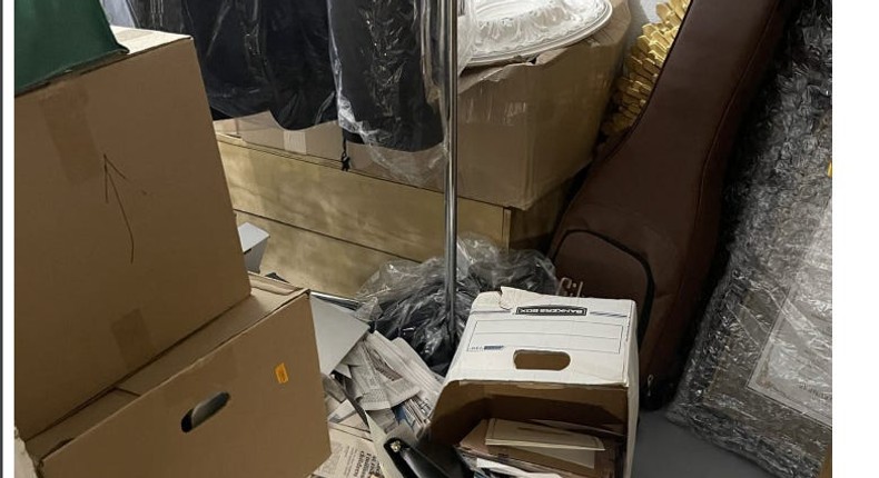 Photos taken by former property manager Walt Nauta in December of 2021 show spilled boxes from a Mar-a-Lago storage room that prosecutors say contained classified documents.DOJ/Business Insider