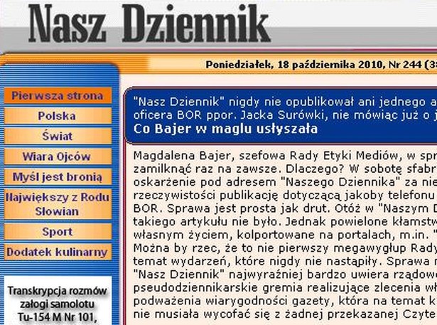 Rada Etyki Mediów pod ostrzałem "Naszego Dziennika"