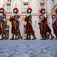 New recruits of the Vatican's elite Swiss Guard march before their swearing-in ceremony at the Vatic