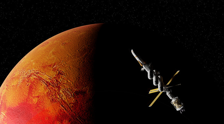 Egy űrhajó Mars körüli pályán. Az űrmisszió hamarosan megérkezik a vörös bolygóra / Fotó: Getty Images