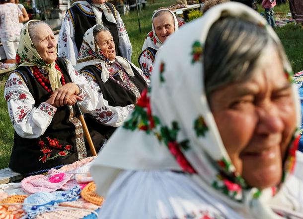 Women attend a celebration on the traditional Ivana Kupala holiday in Kiev