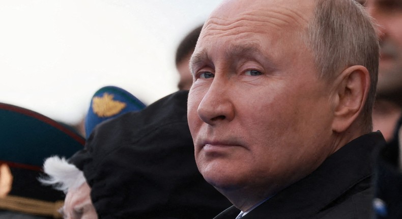 Russian President Vladimir Putin seen on Victory Day in central Moscow, Russia, on May 9, 2022.