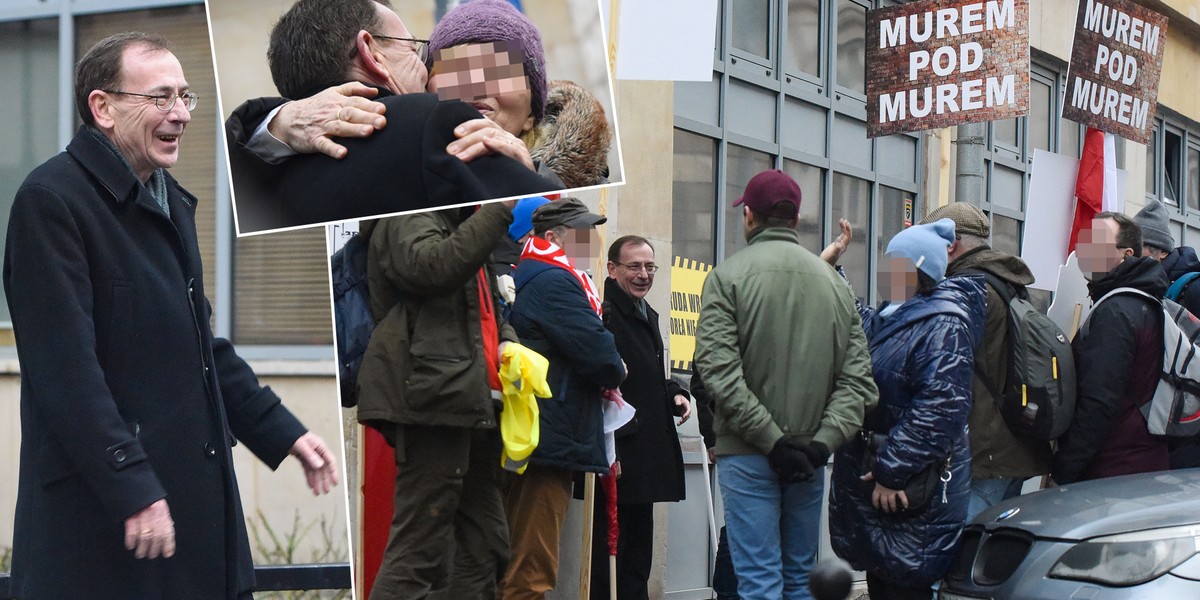 Zwolennicy PiS przytulali Kamińskiego.