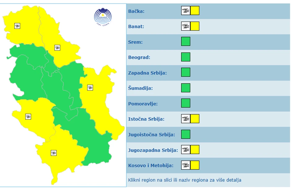 Meteoalarm za 14. novembar