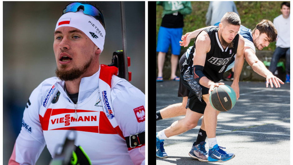 Mateusz Janik jako biathlonista i jako koszykarz