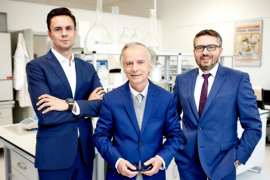 Współzałożyciele Biotts (od prawej): prezes zarządu dr Paweł Biernat, dyrektor działu rozwoju leków dr Jan Meler i wiceprezes zarządu Konrad Krajewski