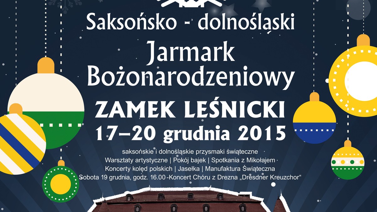 Jeden jarmark we Wrocławiu już jest, będzie i drugi. Od czwartku (17 grudnia) do niedzieli (20 grudnia) grzane wino, regionalne sery i świąteczne pierniczki będzie można kupić już nie tylko w Rynku, ale też na Saksońsko-Dolnośląskim Jarmarku Bożonarodzeniowym na Zamku w Leśnicy. Szykuje się moc atrakcji.