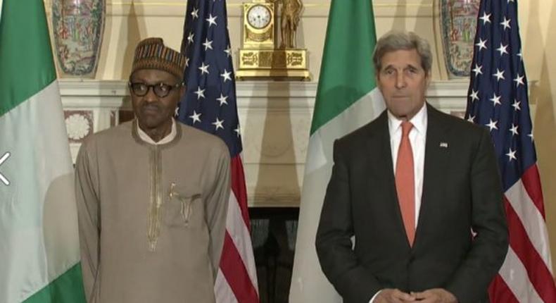 President Muhammadu Buhari holds joint press conference with US Secretary of State, John Kerry on July 21, 2015.