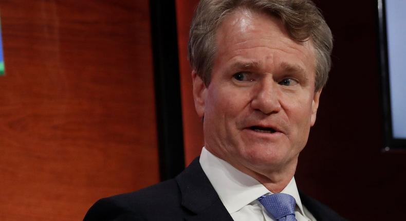 Brian T. Moynihan, Chairman and Chief Executive Officer of the Bank of America Corporation, speaks during the Bloomberg Global Business Forum in New York City, September 25, 2019. REUTERS/Shannon StapletonShannon Stapleton/Reuters