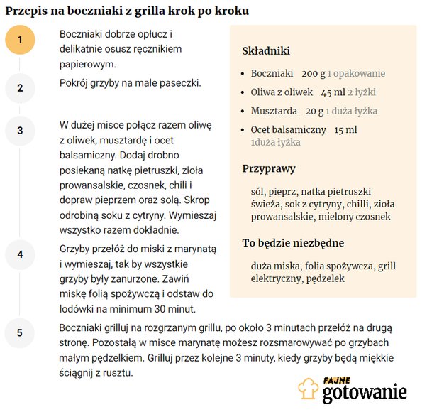 Przepis na boczniaki z grilla