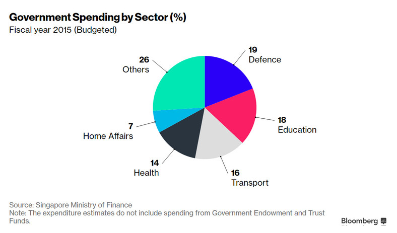 Struktura wydatków rządowych Singapuru w roku fiskalnym 2015