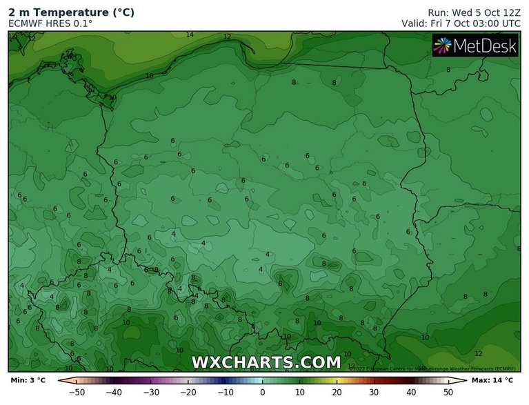 Słupek rtęci miejscami spadnie poniżej 5 st. C