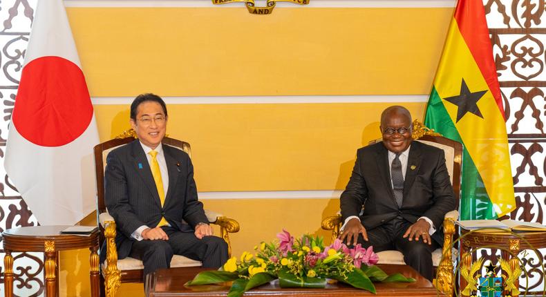 Prez. Akufo-Addo and Japanese Prime Minister Fumio Kishida at the Jubilee House