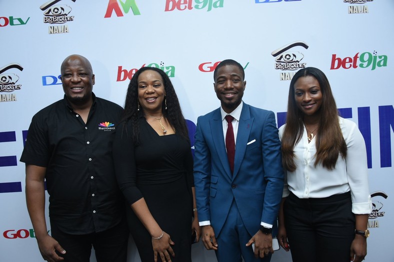 Martin Mabutho, Wangi Mba-Uzoukwu, Olufemi Osobajo and Busola Tejumola at the Big Brother Naija 4 announcement. 
