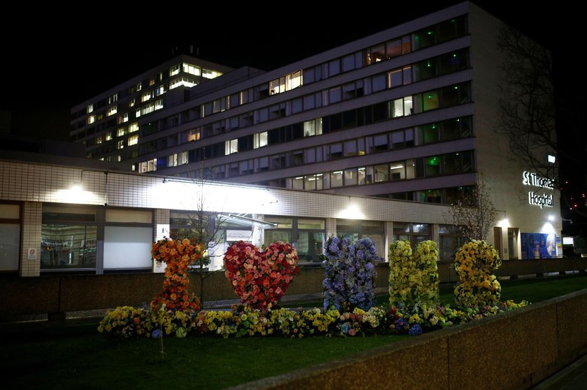 Police officers outside of the St Thomas' Hospital after British Prime Minister Boris Johnson was mo