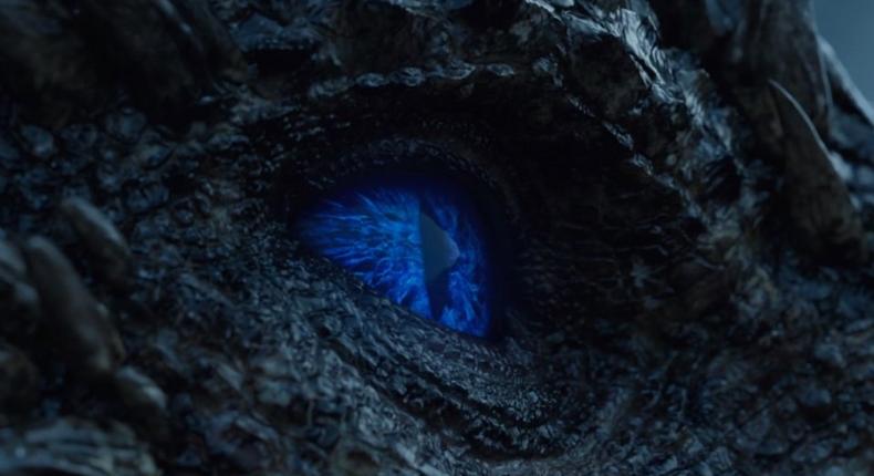 Viserion right after the Night King turned him into a White Walker or wight.