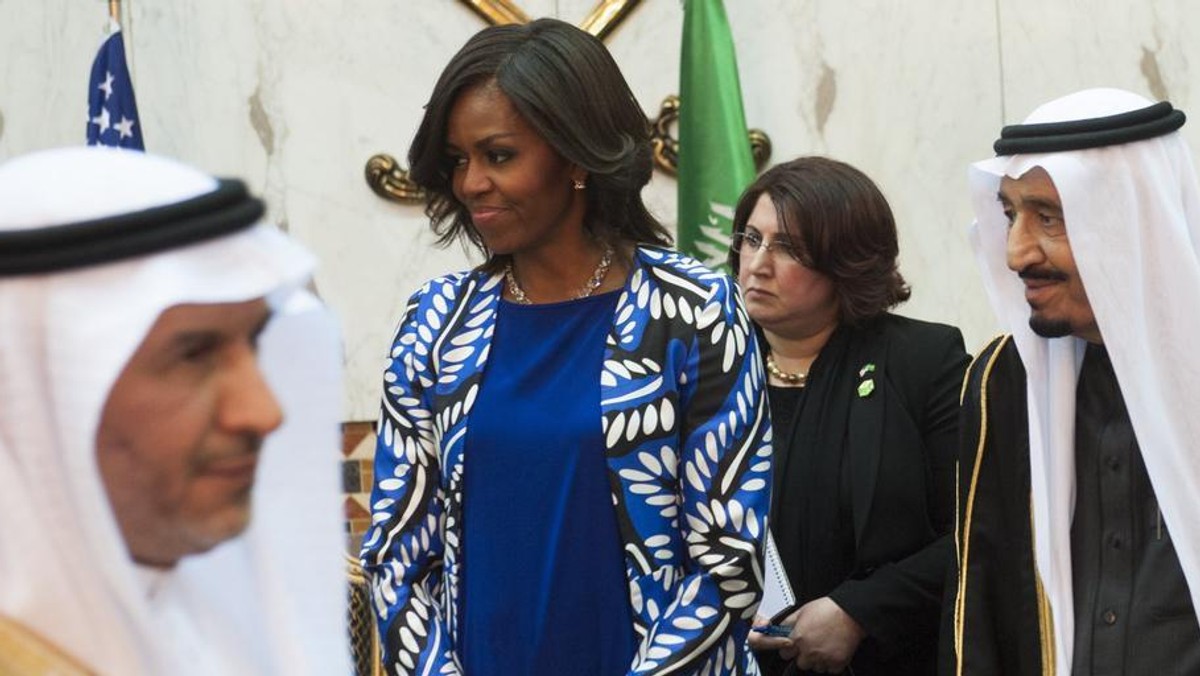 Michelle Obama podczas wizyty w Arabii Saudyjskiej 