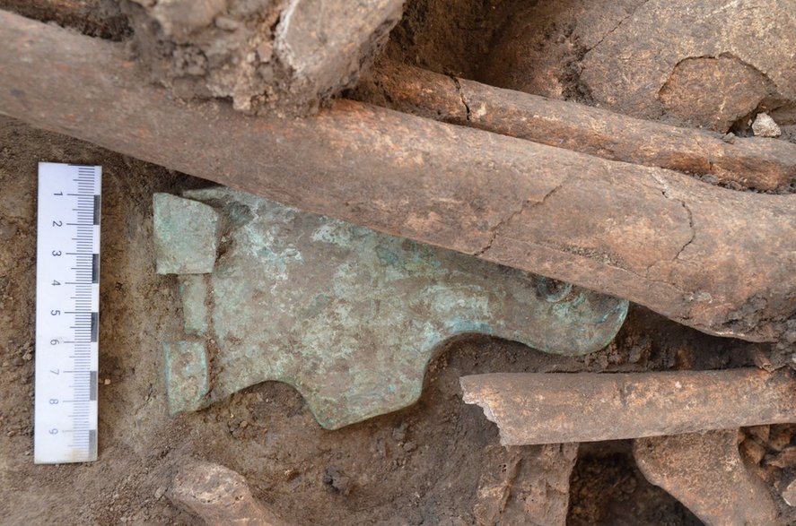 W mogile znaleziono fragmenty broni, zbroi i hełmów