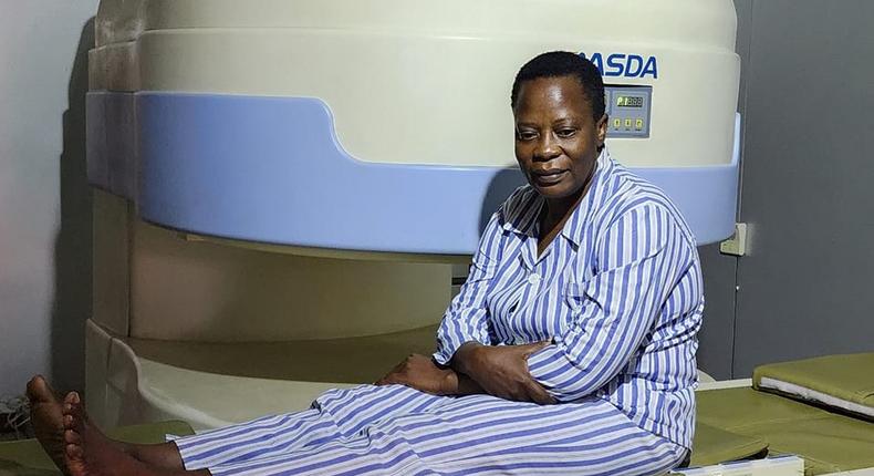 MP Betty Namboozi undergoing an MRI scan