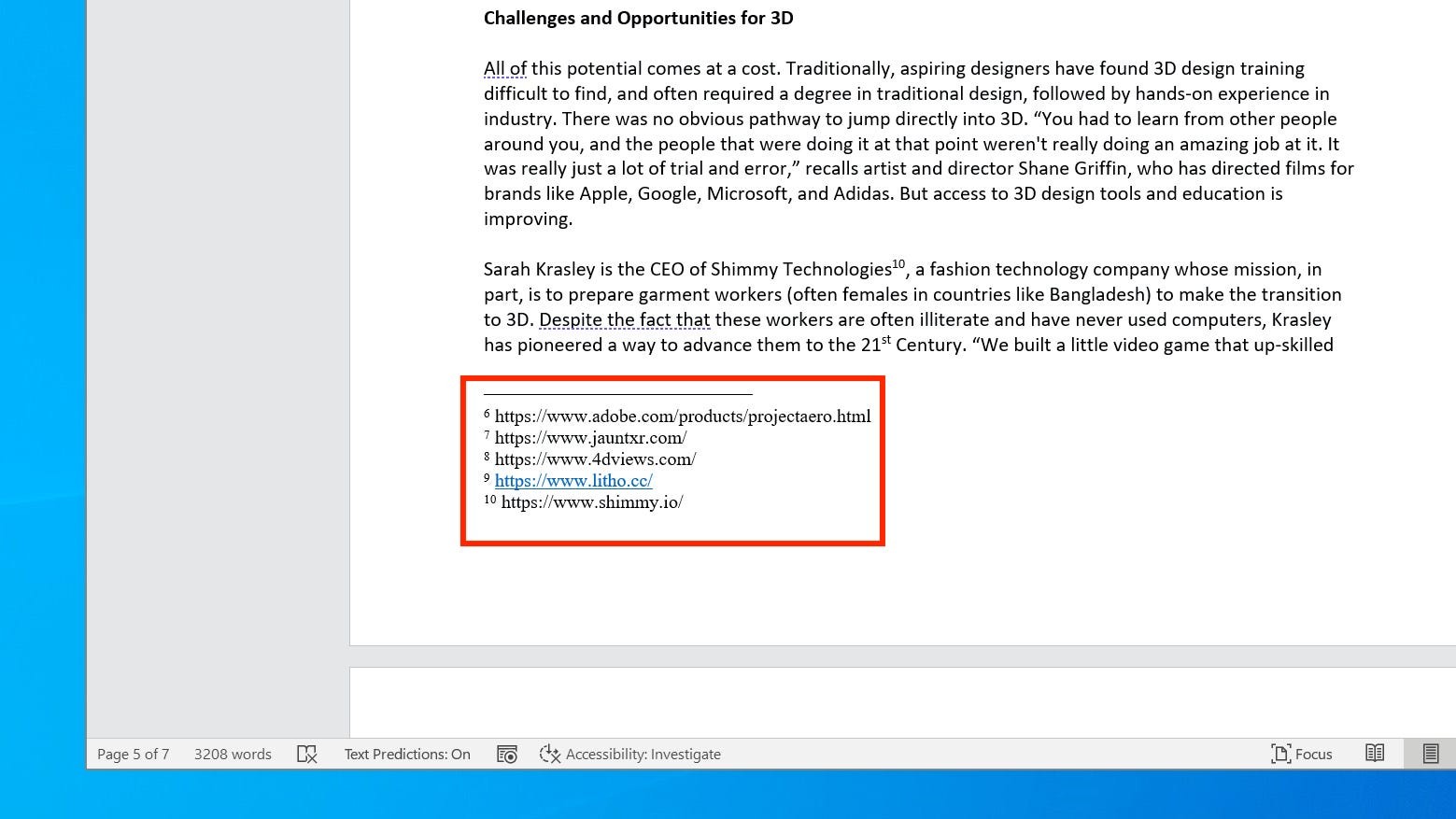 How to insert a footnote or endnote in Microsoft Word to