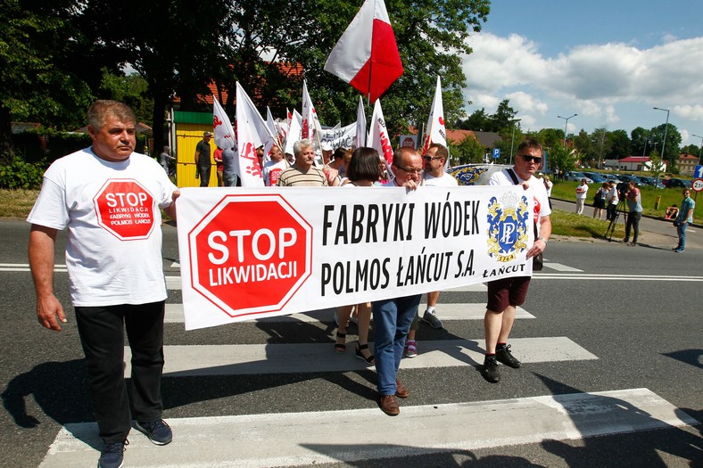 Protest przeciwko likwidacji rozlewni wódki w 2016 r.