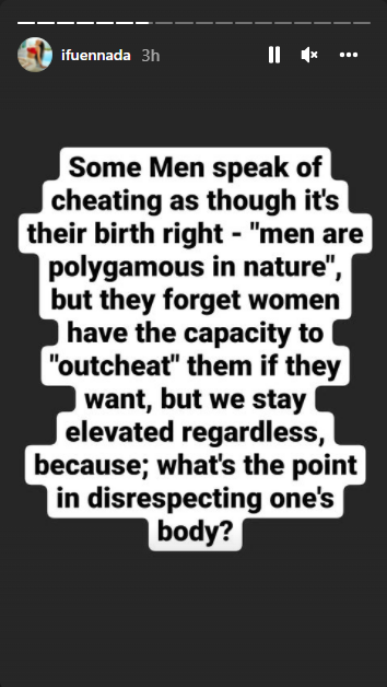 BBNaija's Ifuennada says women don't cheat because they respect their bodies