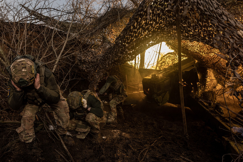 Ukraińscy żołnierze na froncie w obwodzie donieckim, 14 lutego 2023 r.