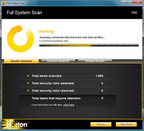 Norton Antivirus 2011 - skanowanie