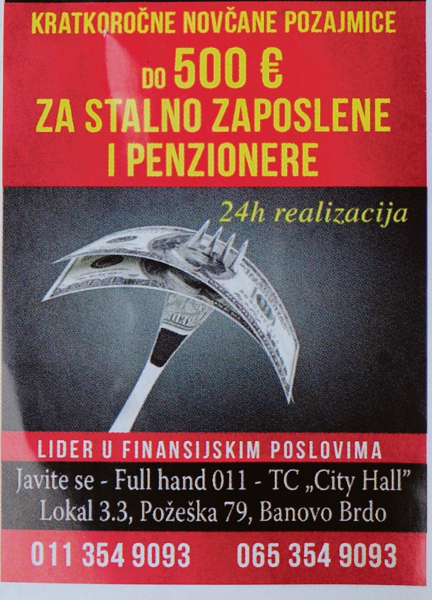 Jedan od brojnih oglasa u kojima se
nudi brzi keš
