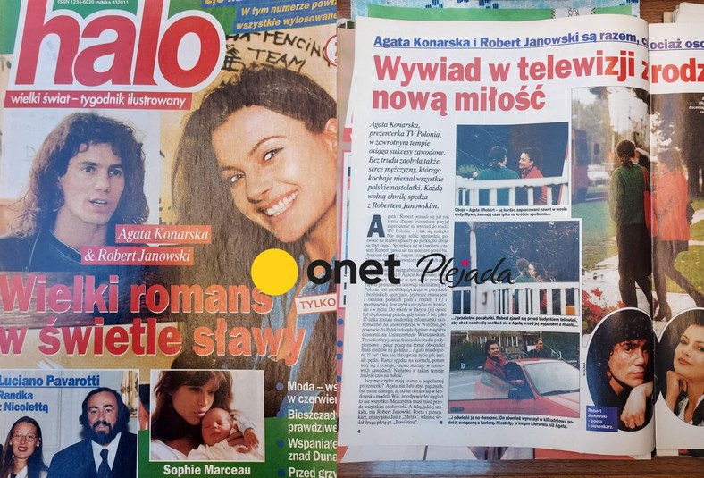 O "romansie" Agaty Konarskiej i Roberta Janowskiego donosił magazyn "Halo" w 1995 r.
