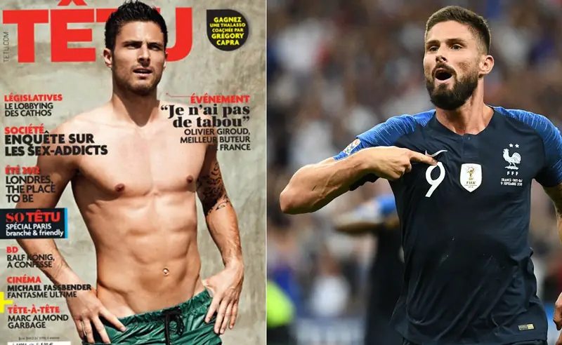 Olivier Giroud na okładce gejowskiego magazynu