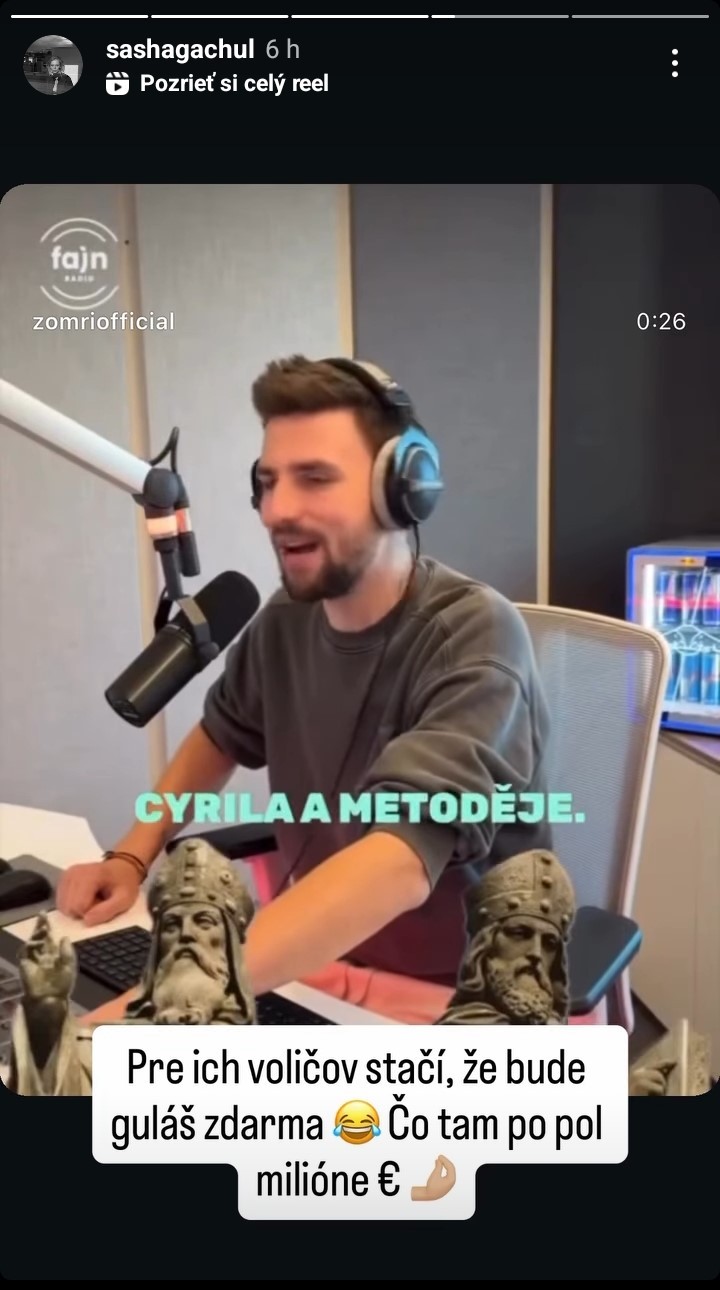 Modelka Saša Gachulincová reaguje na slová českého moderátora Vaška Matějovského o Cyrilo-metodských oslavách.