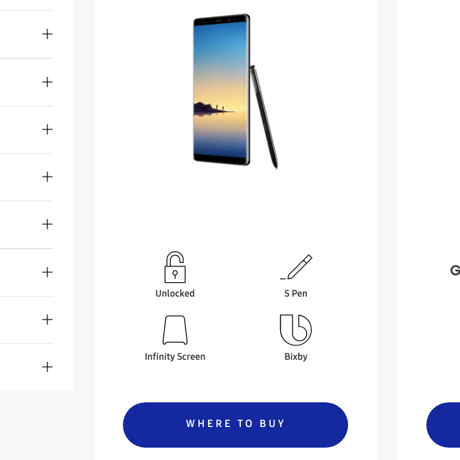 Galaxy Note 8 na stronie Samsung Store
