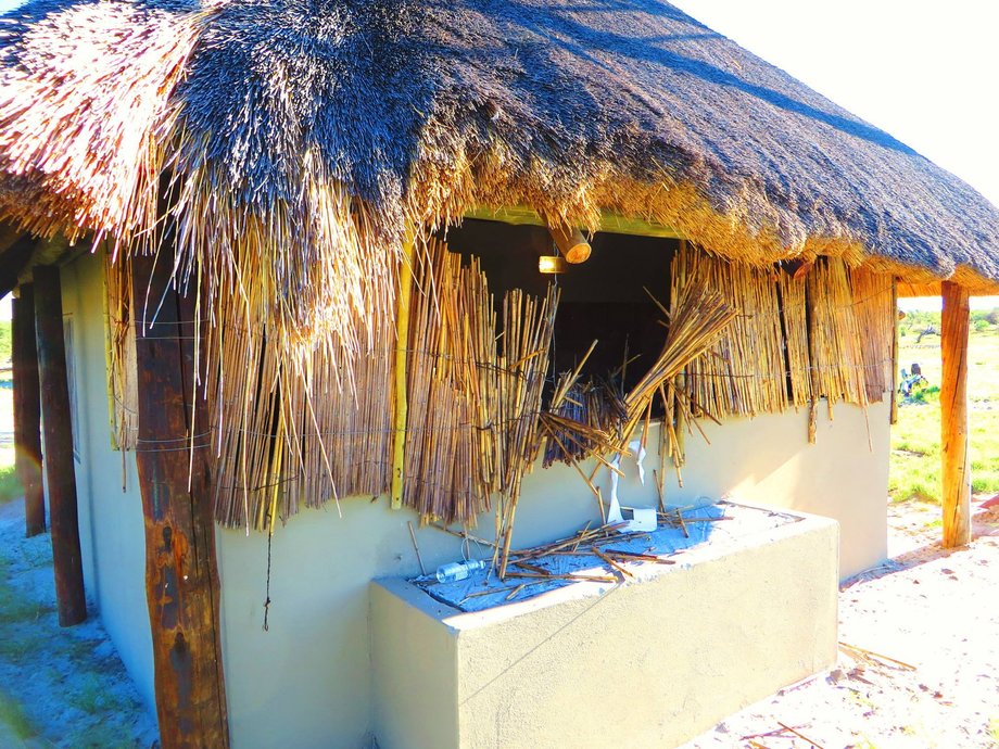 Justin and Anna were even woken  one night to find a massive elephant had broken into the back of their hut and was drinking water from their toilet with its trunk. "It's almost like being in Jurassic Park when you can hear such a huge creature breathing so close to you," Anna said.